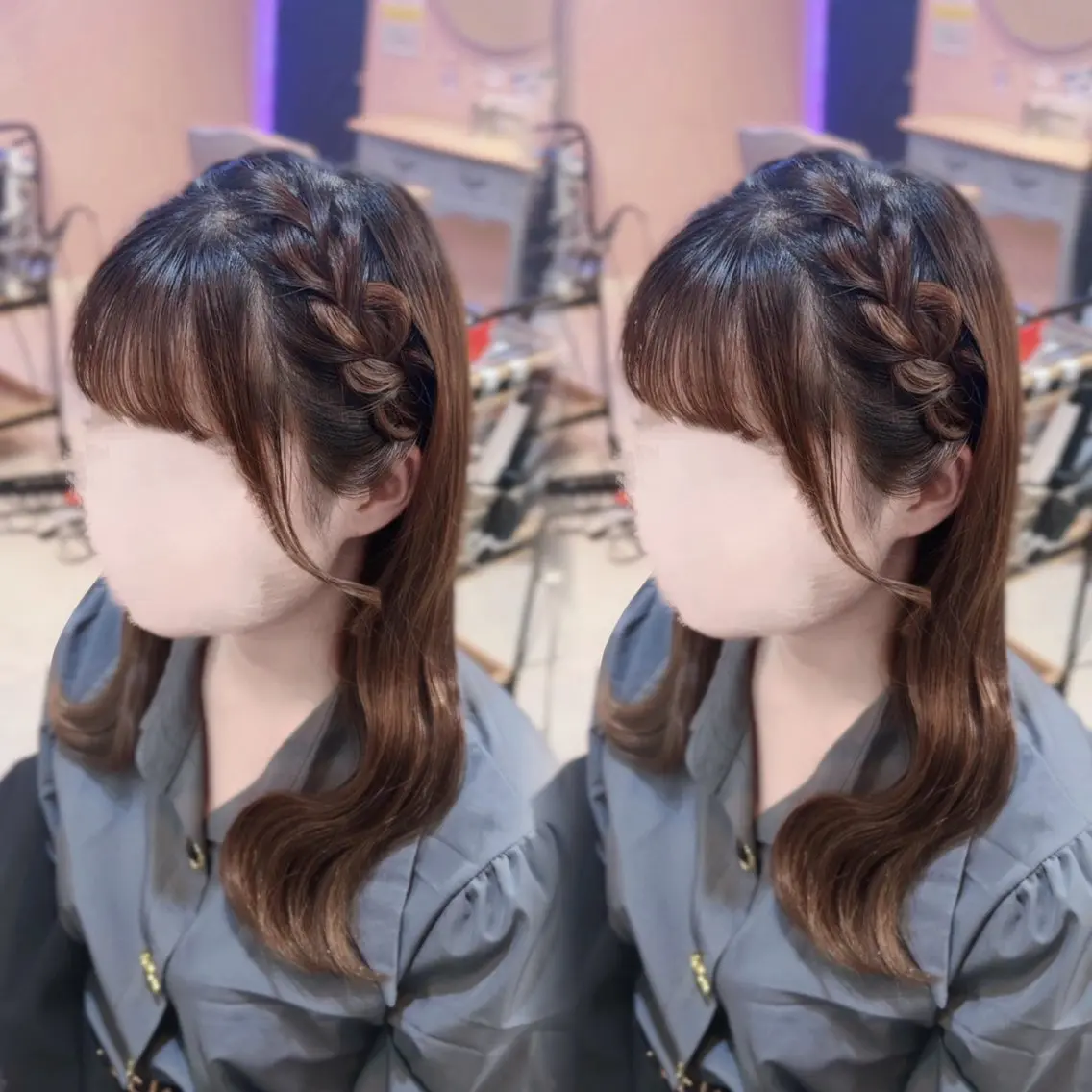 編み込みカチューシャの写真