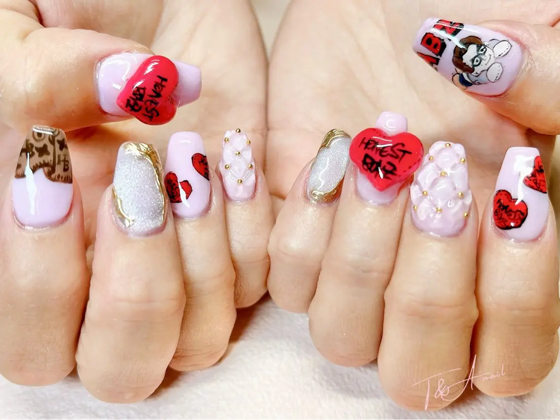 ネイル 長さ出し ジェルネイル ピンク スカルプネイル 冬ネイル T&A nailのネイルデザイン