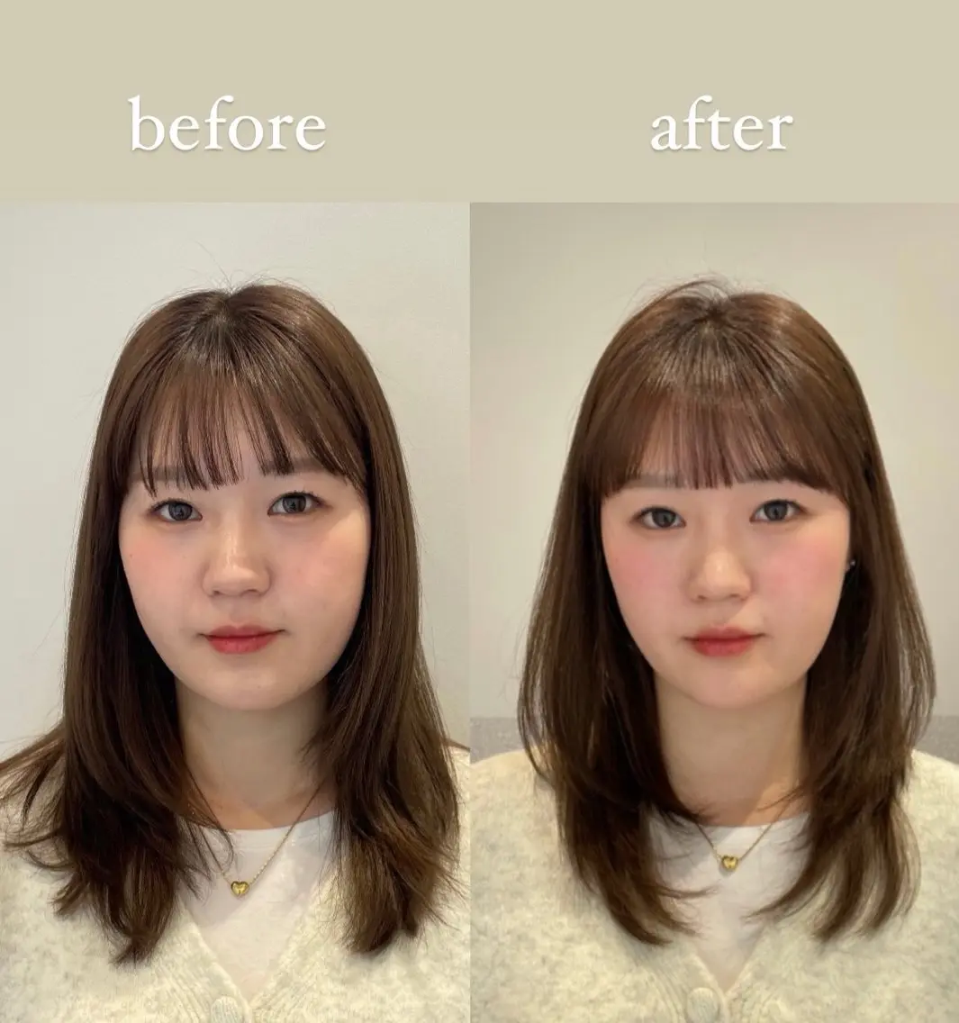 ミディアム ミディアムレイヤー 韓国風ヘア レイヤーカット カット ヘアカラー トリートメント ❤︎︎韓国ヘア❤︎︎ 𝑺𝒉𝒊𝒉𝒐のヘアスタイル