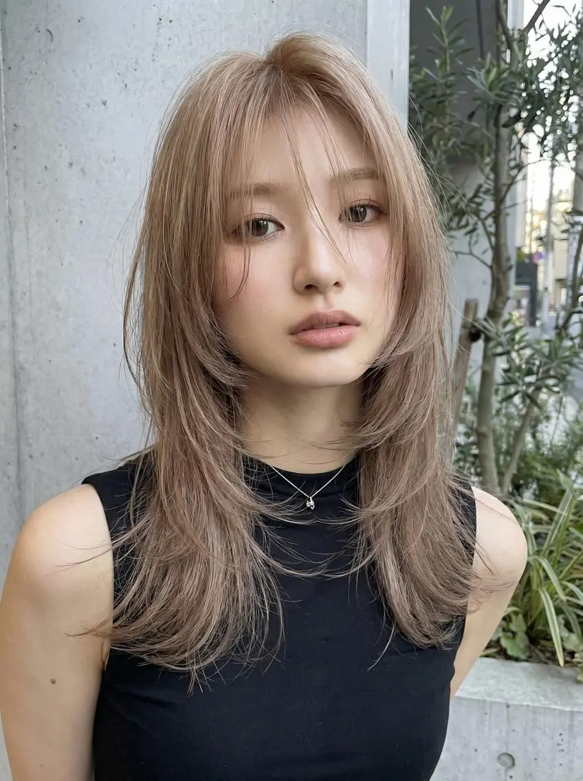 ✨透明感抜群!ブリーチなしダブルカラー+Aujua2step トリートメント #韓国#レイヤーカット#透明感カラーの写真