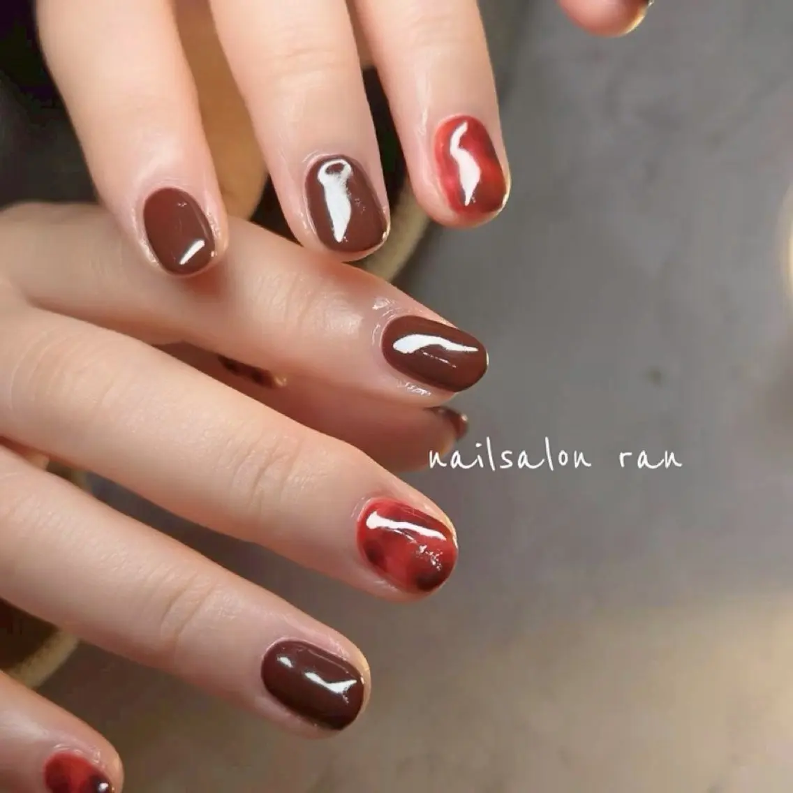 ネイル ボルドー 大理石ネイル(マーブル) ハンドネイル ハンドケア nailsalon ranのネイルデザイン