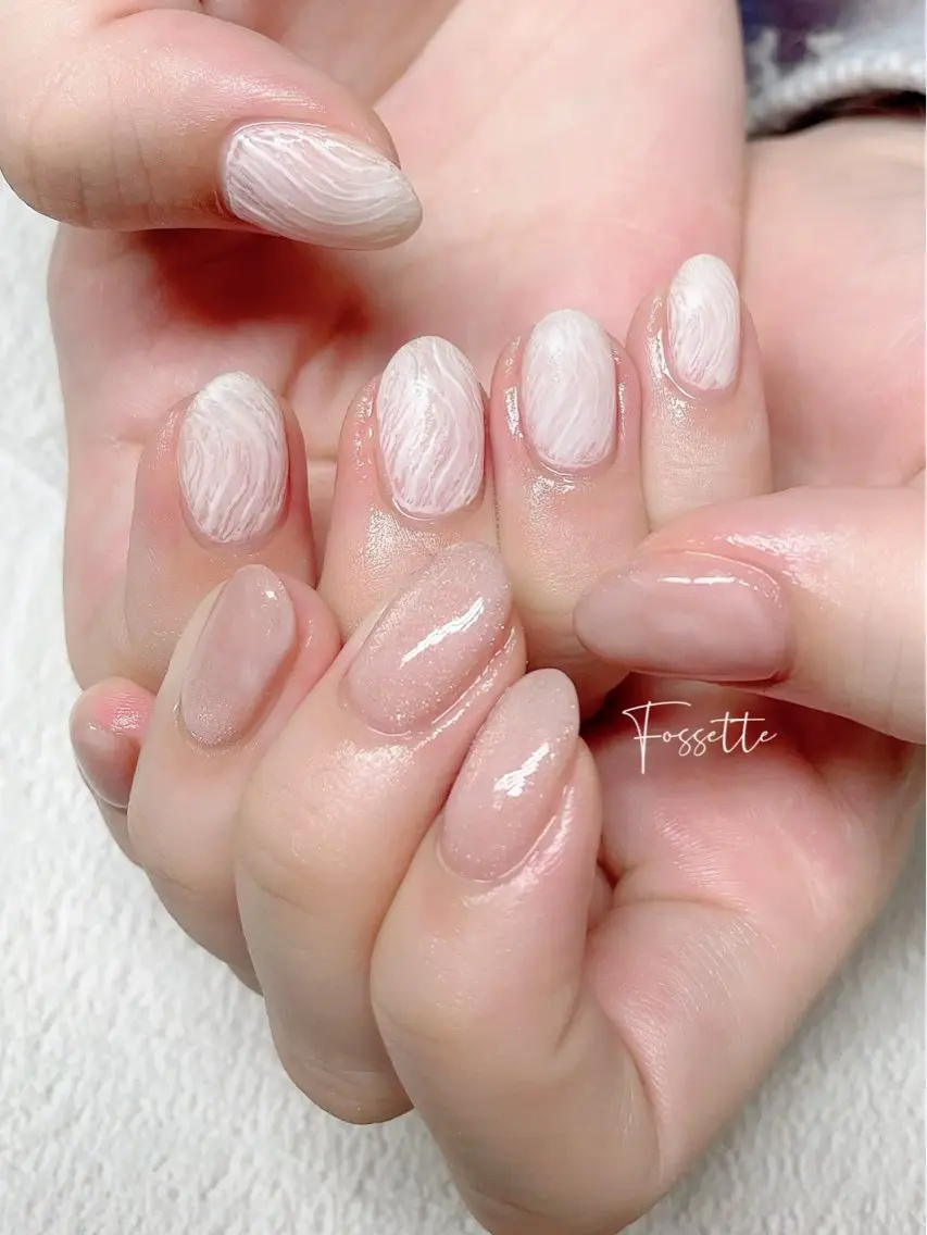 ネイル マグネットネイル ニュアンスネイル 春ネイル ハンドネイル nailsalon Fossetteのネイルデザイン