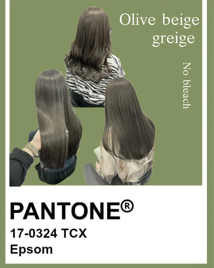 セミロング カラー グレージュ オリーブグレージュ オリーブグレー ヘアカラー ParveMix/ オリーブ系/いちかのヘアスタイル