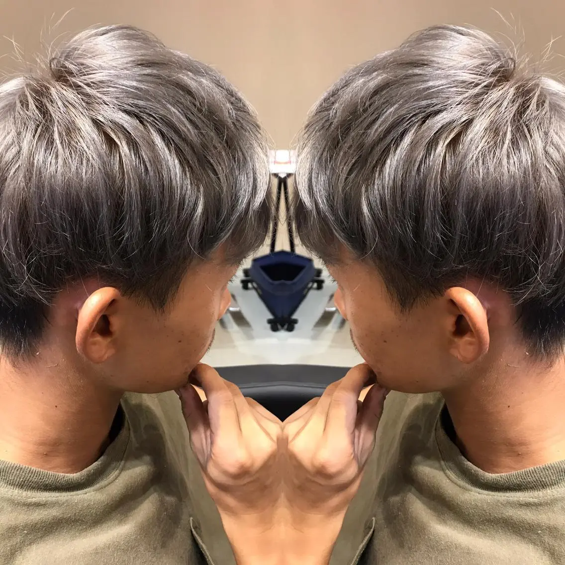 ショート カラー メンズ メンズブリーチ メンズハイトーン ブリーチ ハイトーンカラー シルバー ヘアカラー 大久保 隆蔵のヘアスタイル