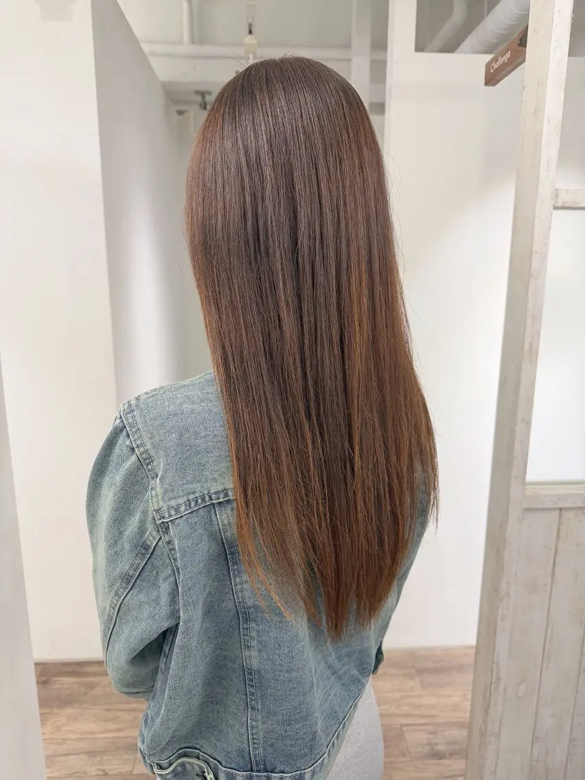 ロング 縮毛矯正 ハイライト⭐️上野 高広のヘアスタイル