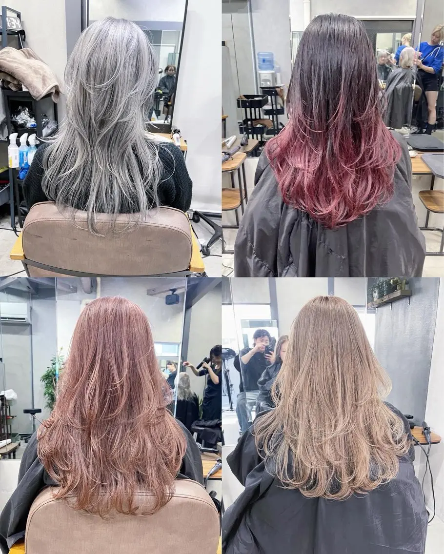 セミロング カラー デザインカラー レイヤーカット カット ヘアカラー トリートメント AiM 大名　似合わせカットのヘアスタイル