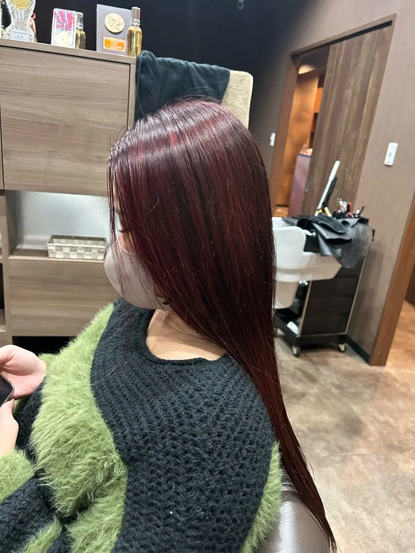 ロング カラー バレイヤージュ ブラウンカラー レッドカラー レッドブラウン レイヤーカット カラーモデル募集中☆ takumiのヘアスタイル