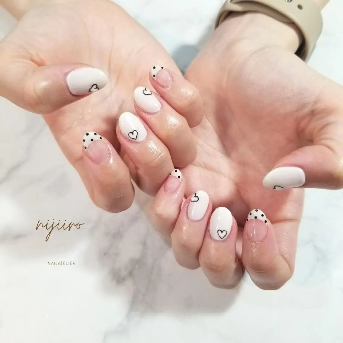 ネイル ハート ぷっくりネイル ハンドネイル nijiiro🌈 サトウのネイルデザイン