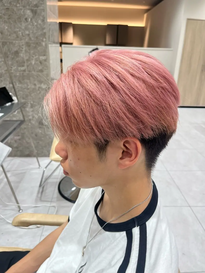 カラー メンズ ピンクカラー カット ヘアカラー Ken 曲がる縮毛矯正/韓国のヘアスタイル