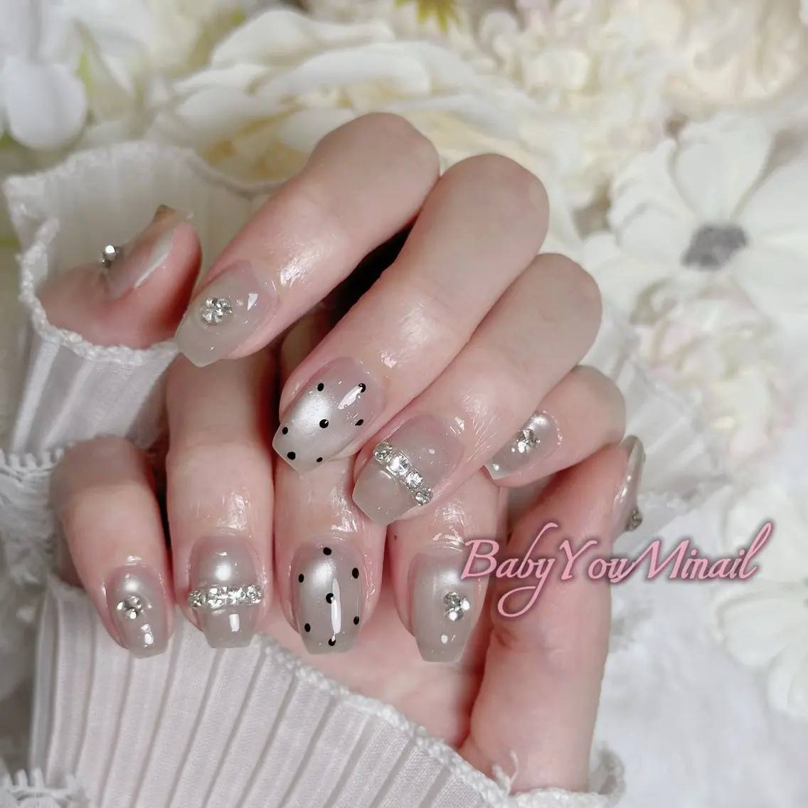 ネイル オーロラネイル チークネイル 成人式 フットネイル フレンチネイル ハンドネイル BabyYouMi nailのネイルデザイン
