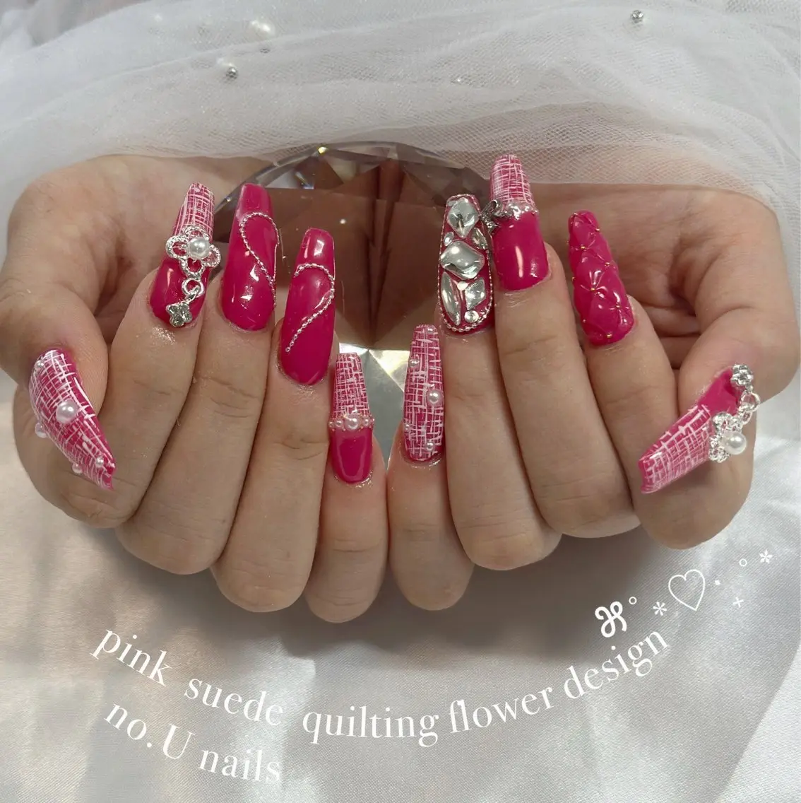 ネイル フラッシュネイル ハート 韓国ネイル ラメ(グリッター) マグネットネイル ハンドネイル no.U nailsのネイルデザイン
