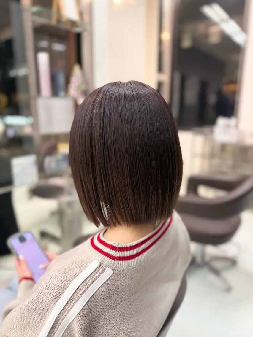 ショート カット ヘアカラー トリートメント 新井優馬|縮毛矯正/ 地毛風ストレートのヘアスタイル