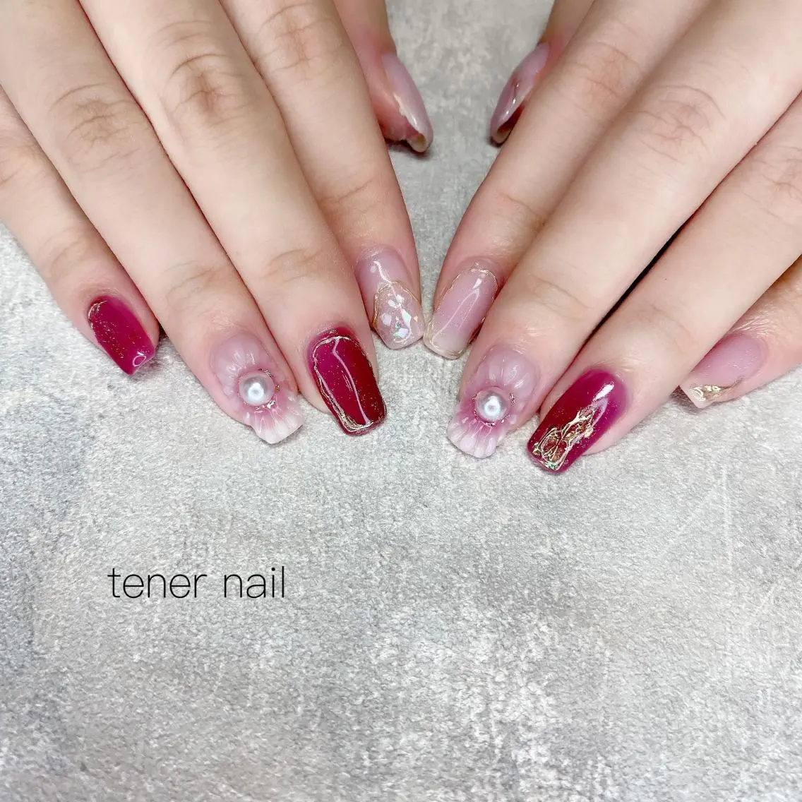 ネイル フラワーネイル ニュアンスネイル ぷっくりネイル テネルネイル tener nailのネイルデザイン