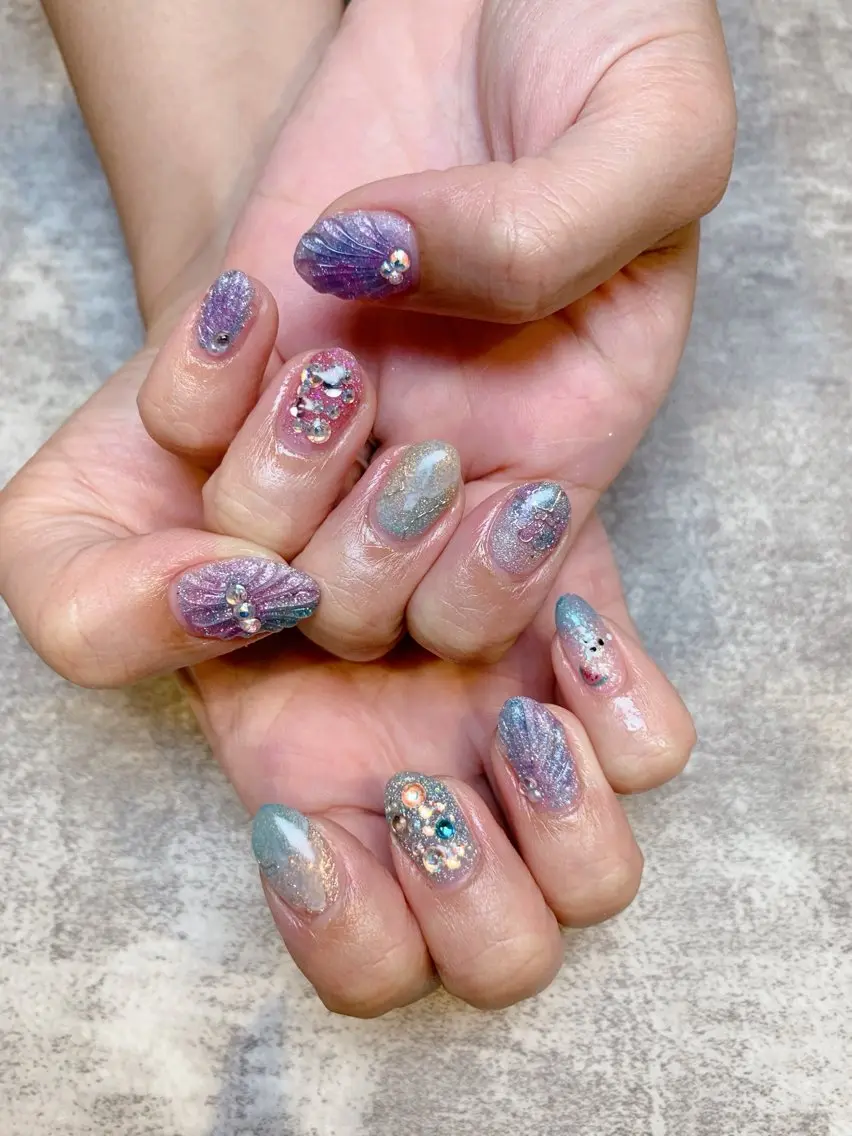 ネイル アートネイル ジェルネイル グラデーション キラキラネイル ラメ(グリッター) claire. nailのネイルデザイン