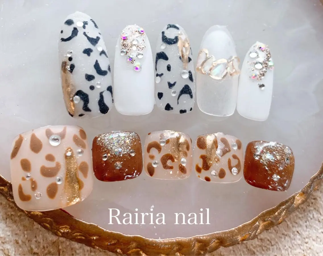 ネイル アートネイル カジュアル フットネイル ジェルネイル キラキラネイル Rairia nail本八幡店のネイルデザイン