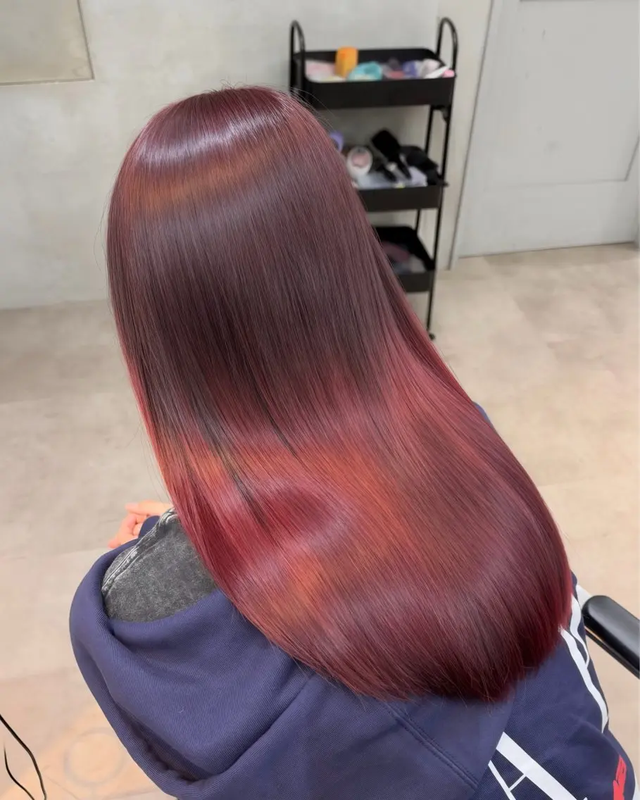 セミロング カラー ボルドーカラー デート クリスマス ヘアカラー トリートメント Anna/ハイライト ブリーチモデル募集中のヘアスタイル