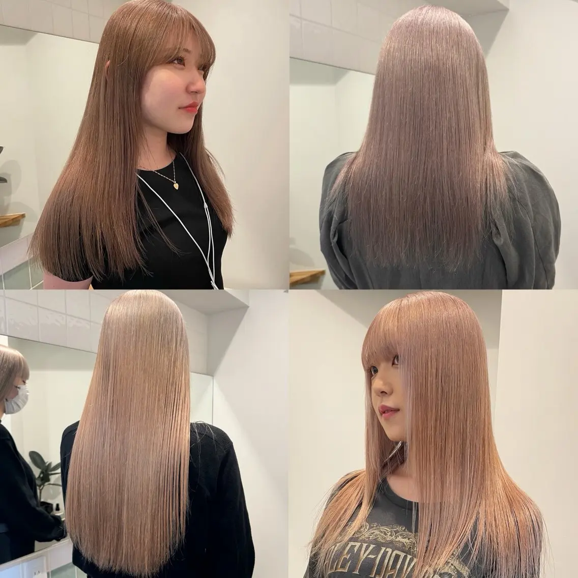 ロング カラー 切りっぱなしボブ レイヤー/縮毛矯正のヘアスタイル