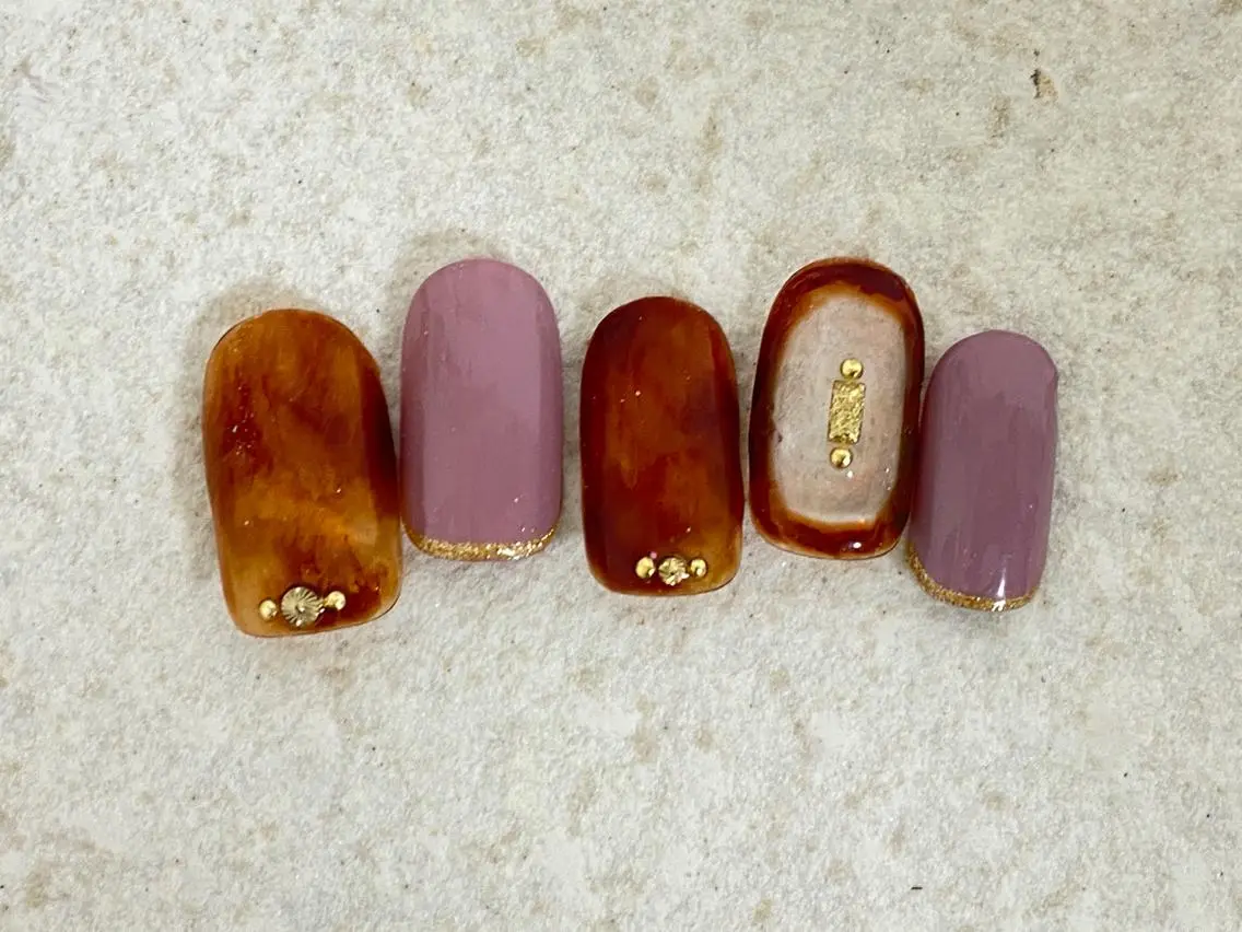 カラー ネイル アートネイル べっ甲ネイル MOMO nailのネイルデザイン