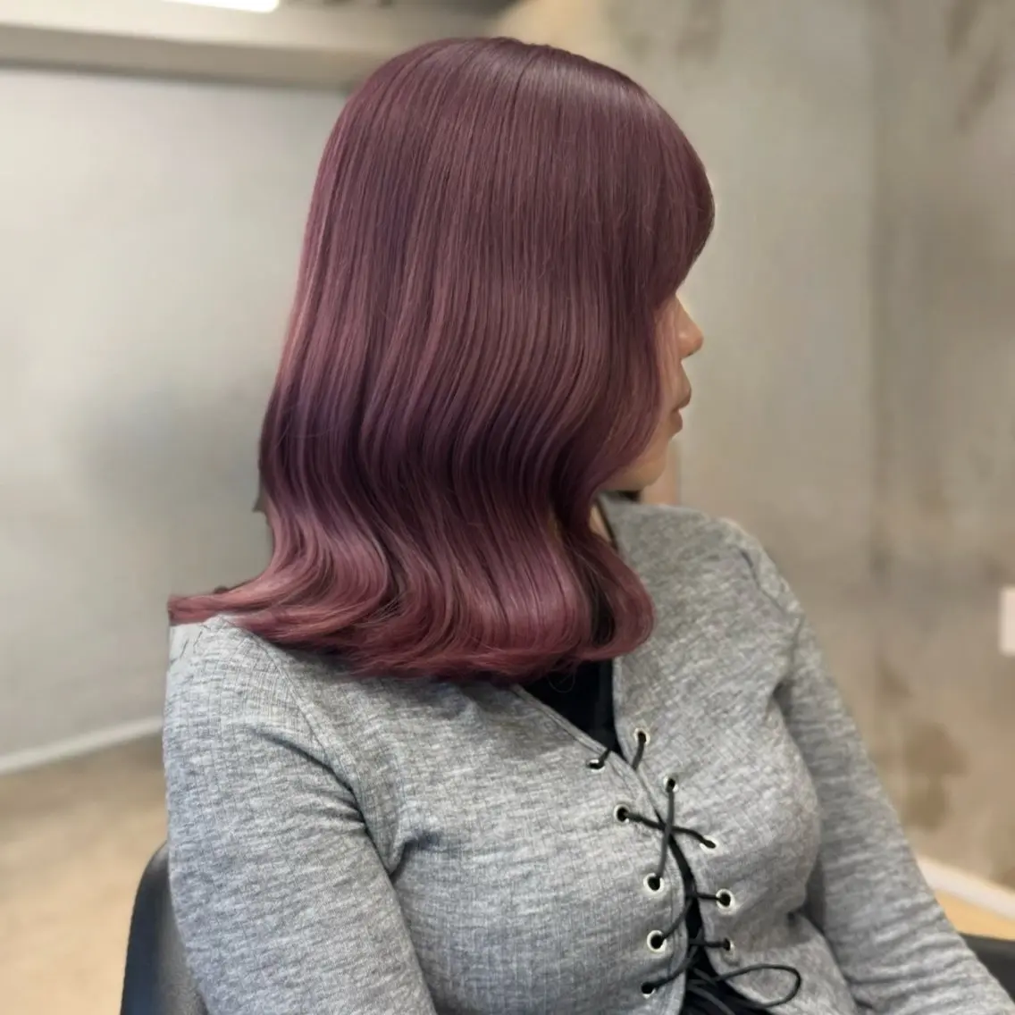 ミディアム ピンクラベンダー ヘアカラー トリートメント ruki/梅田【ラベ ンダー・グレージュ】のヘアスタイル