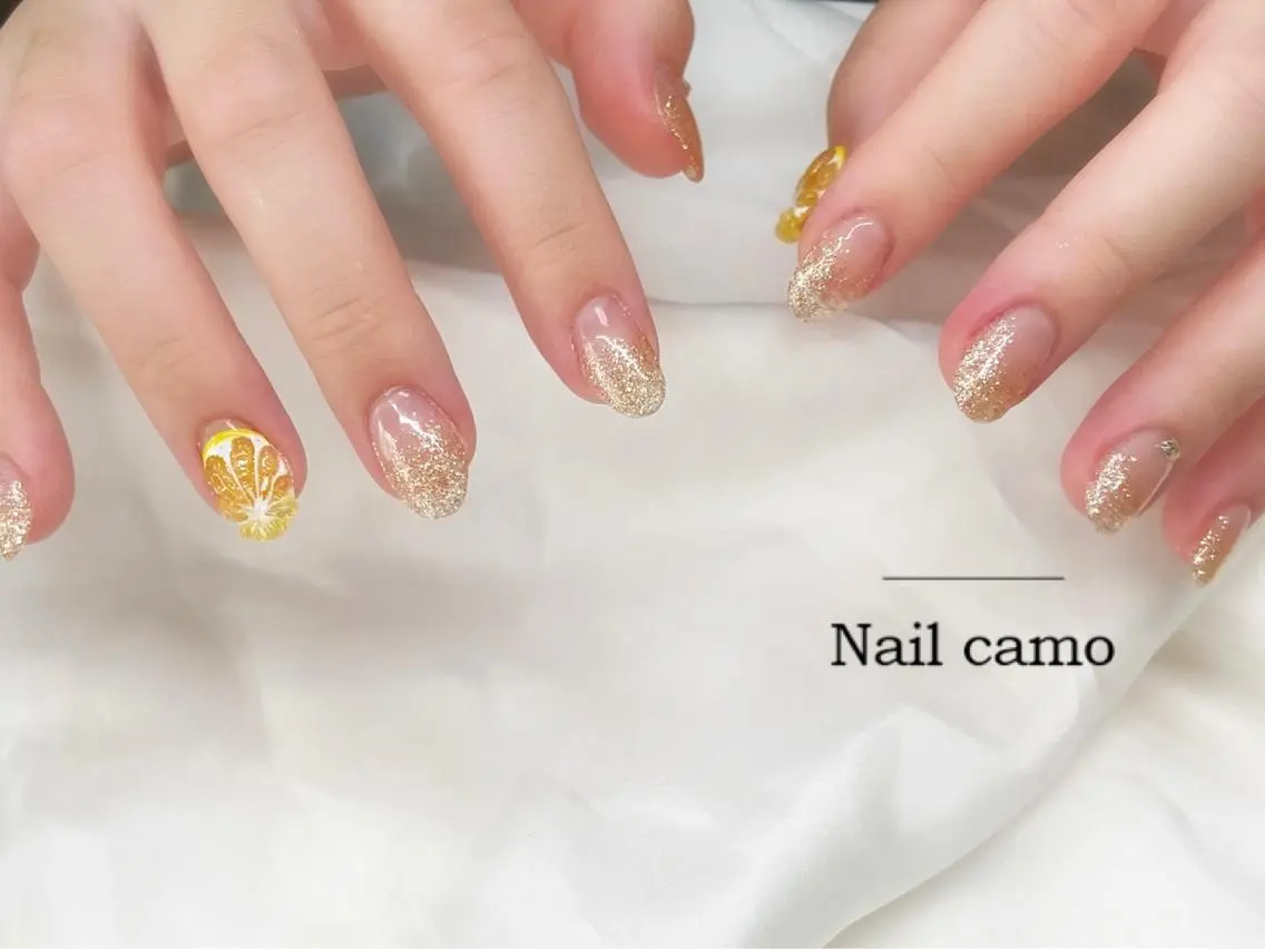 ネイル アートネイル ラメ(グリッター) ラメグラデーション ハンドネイル 🌟Nail camo🌟のネイルデザイン