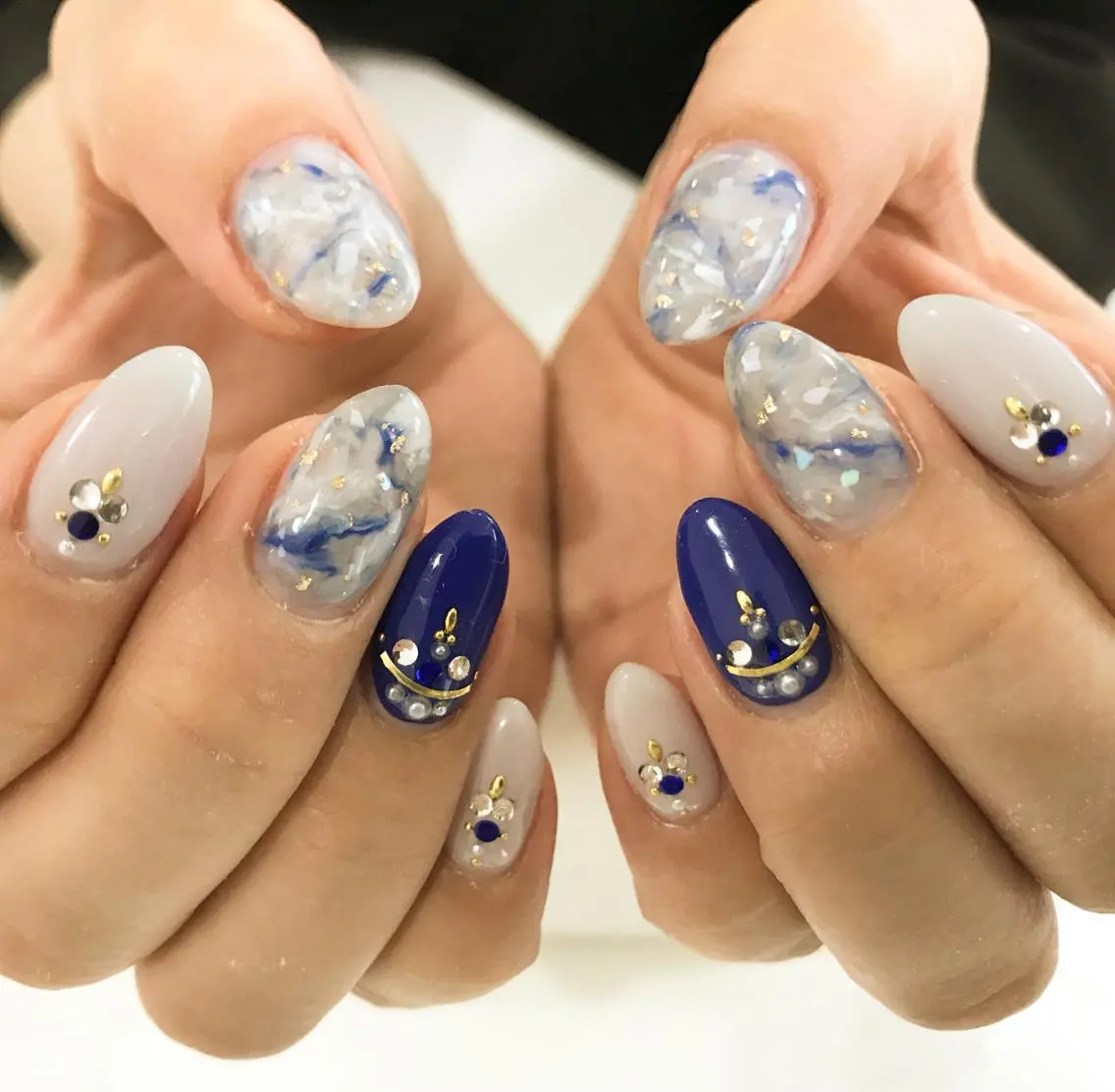 ネイル ブルー フットネイル 大理石ネイル(マーブル) シンプルネイル 春ネイル nail fufla ♡yamane♡のネイルデザイン
