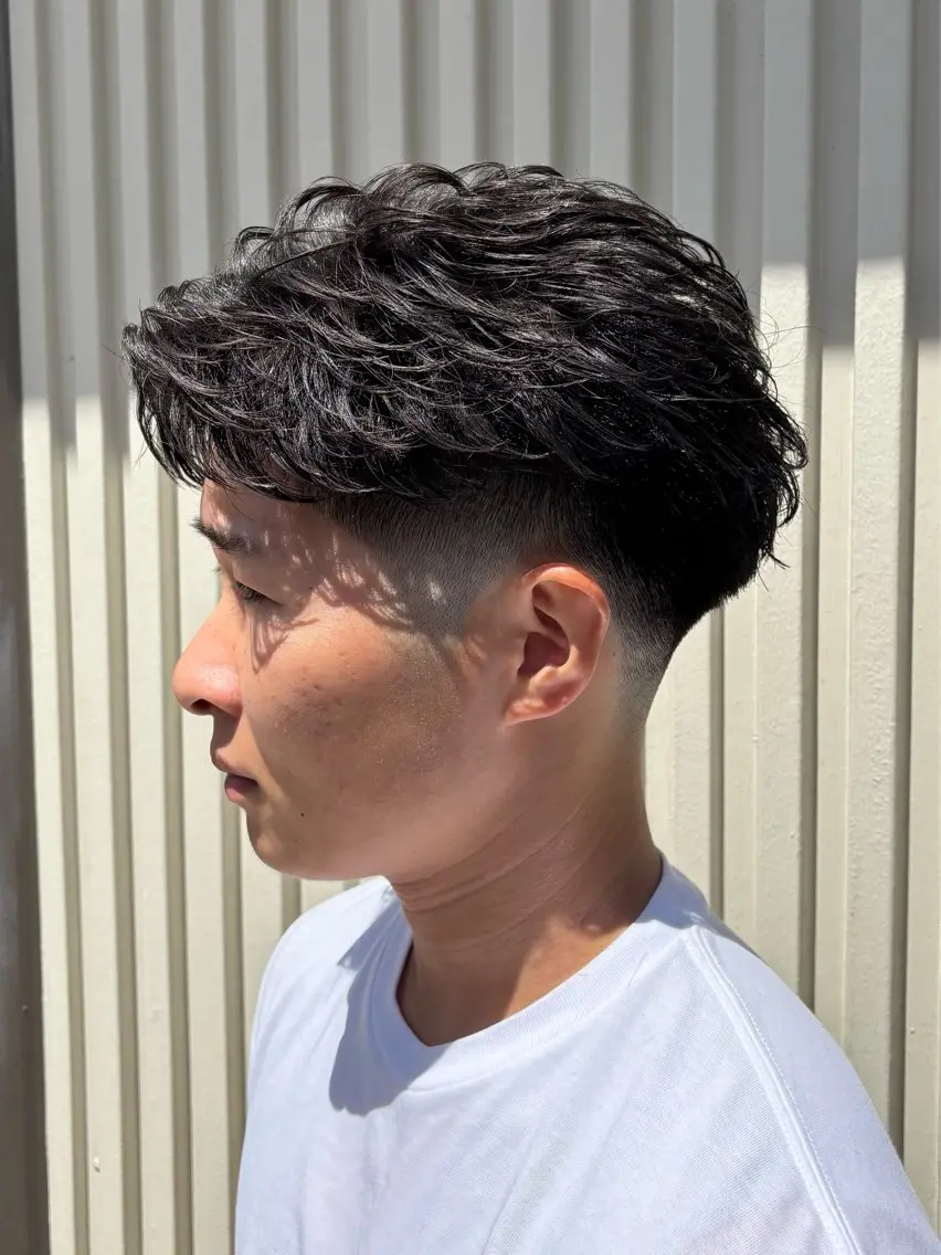 パーマ メンズ カット パーマ フェザーパーマメンズ ピンパーマ京都駅前のヘアスタイル