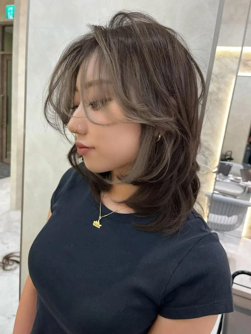 ミディアム ミディアムレイヤー ボブ 伸ばしかけ レイヤーカット カット ヘアカラー 翔聖 ボブ&縮毛矯正特化のヘアスタイル