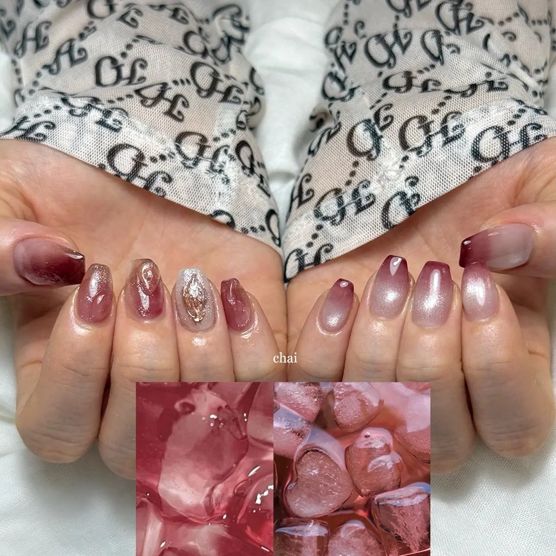 ネイル ボルドー グラデーション マグネットネイル ニュアンスネイル ハンドネイル chai nail +  eye📍鶴橋のネイルデザイン