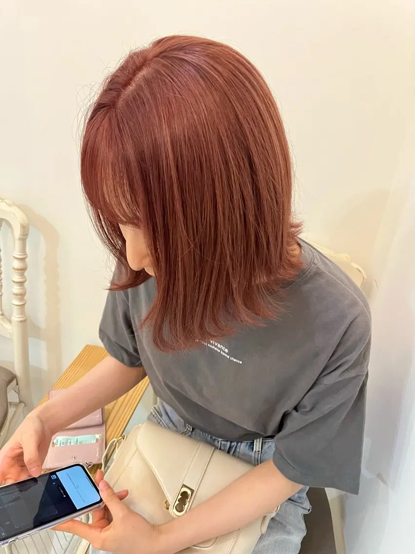 カラー ブリーチ ピンクカラー lole. まさきのヘアスタイル