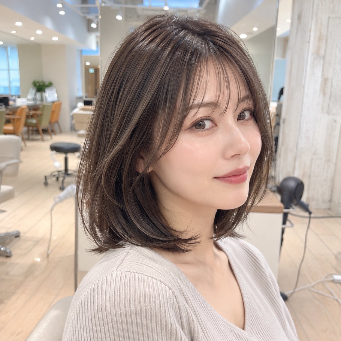 ミディアム カラー ボブ 似合わせカット 小顔カット カット ヘアカラー トリートメント 大人ボブ/顔まわり/ 似合わせ/難波 雄雅のヘアスタイル