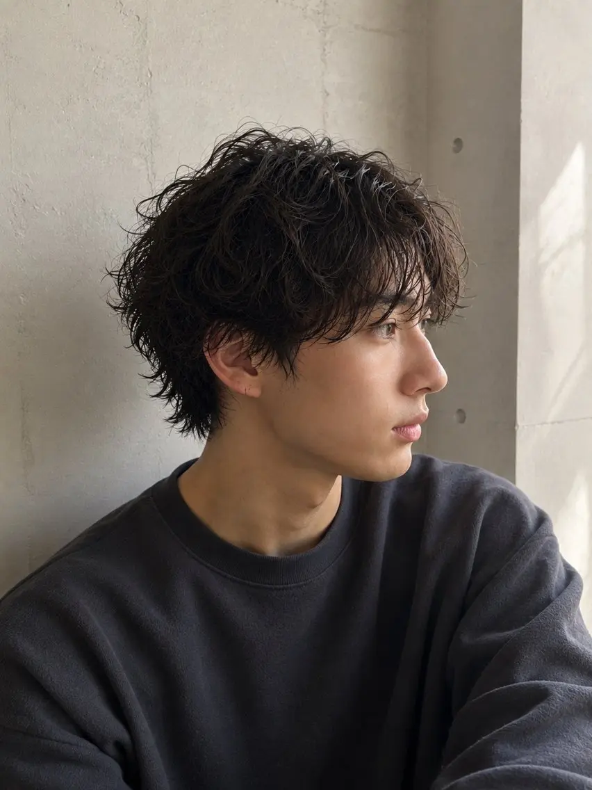 パーマ メンズ 石川 心々のヘアスタイル