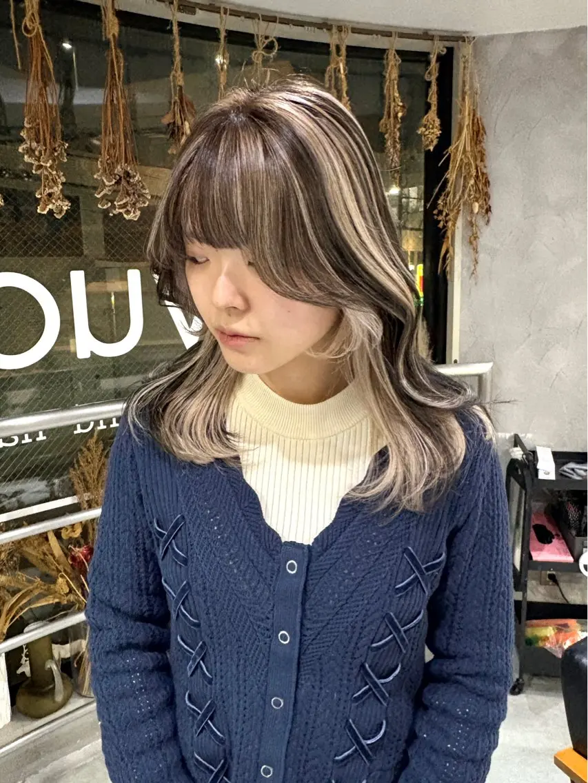 セミロング カラー カット ヘアカラー すぎもと さき⚡️ レイヤー・*パーマのヘアスタイル