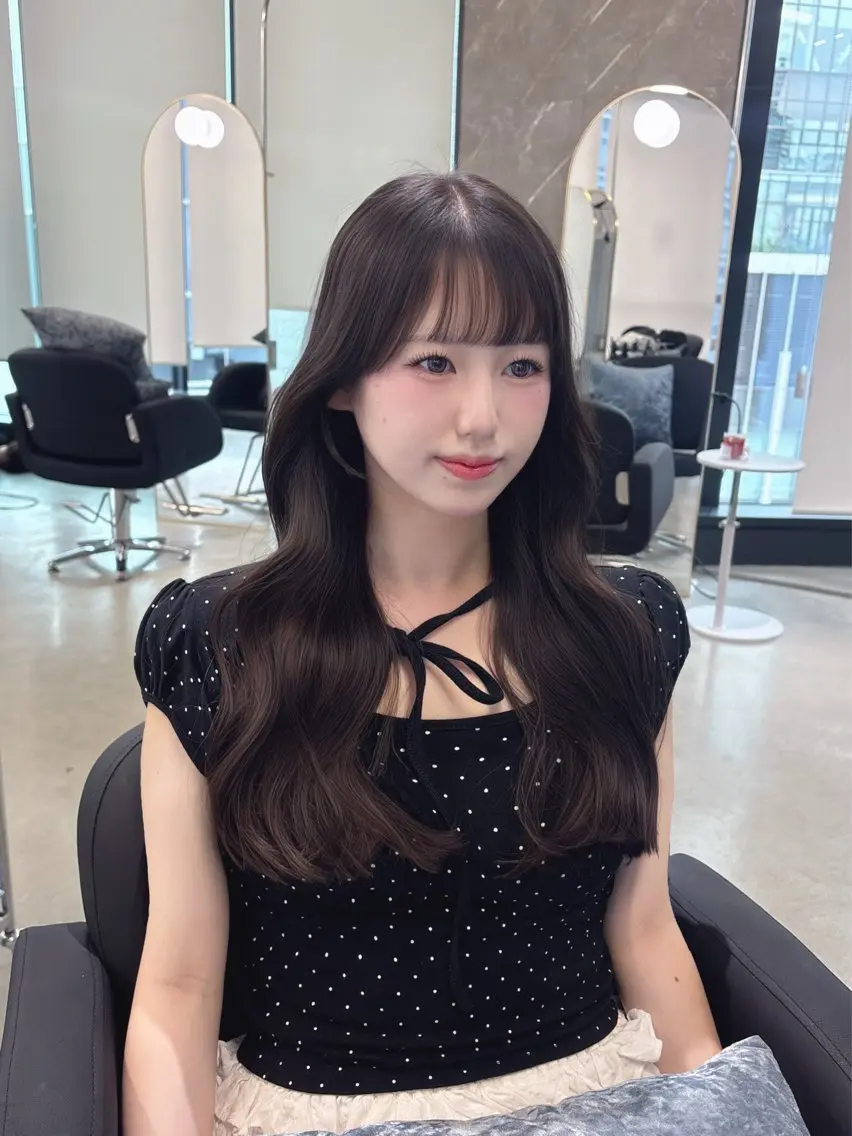 ロング カット ninaアイドル前髪 ×透明感🎀のヘアスタイル