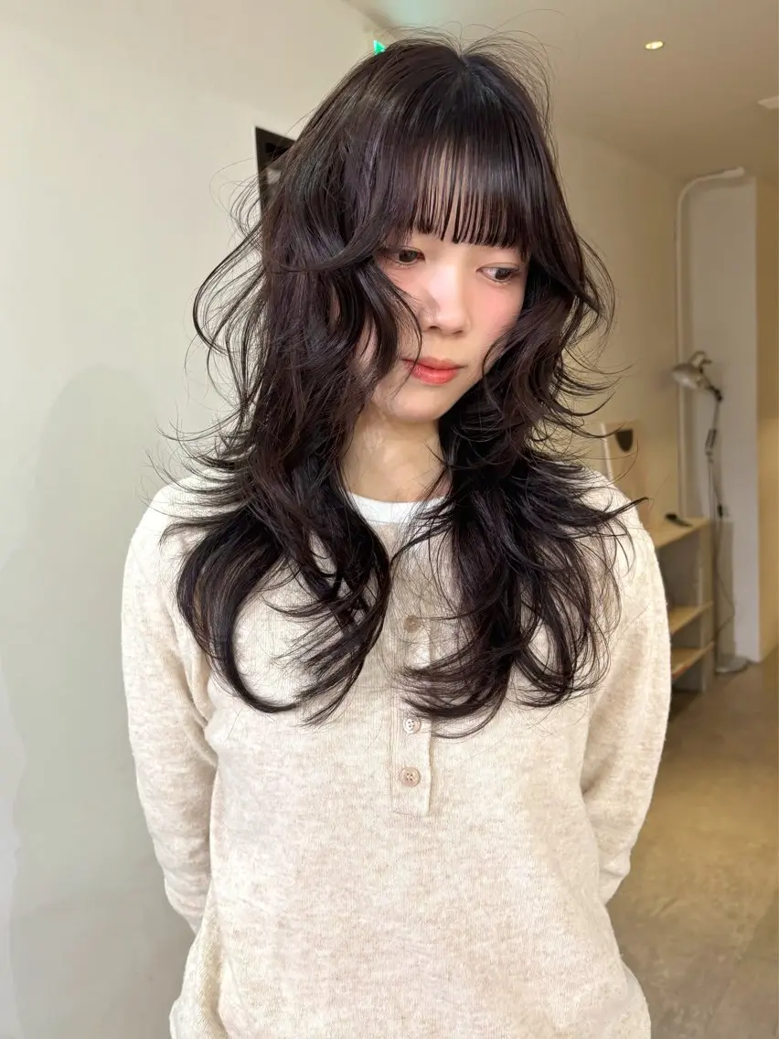 ロング カラー カット ヘアカラー mizuki/ピンク ベージュ.レイヤーのヘアスタイル