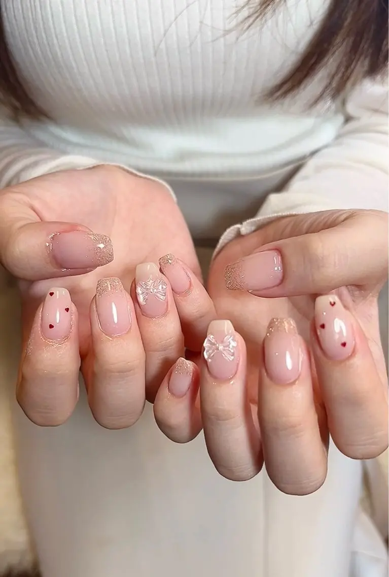 ネイル 韓国ネイル リボン ハンドネイル LOVE NAIL 💕Sonoのネイルデザイン