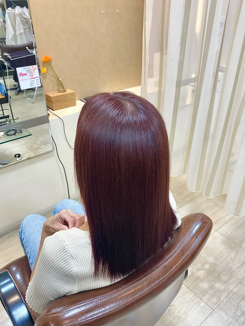 ミディアム カラー ブラウンカラー ピンクカラー ピンクブラウン ヘアカラー 岸田 奈々/ 艶髪/トレンドカラーのヘアスタイル