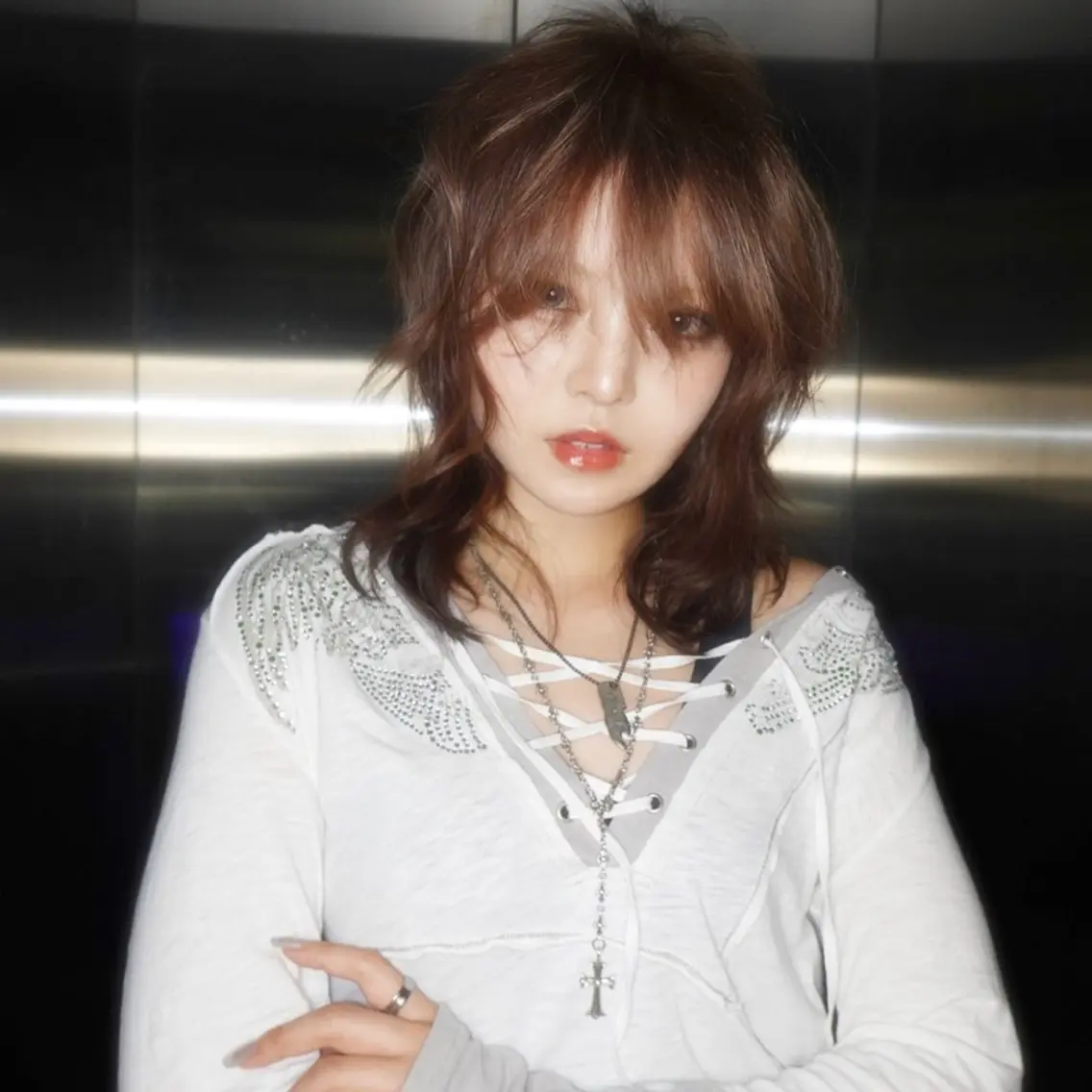 ミディアム カラー 小顔カット ﾌﾞﾚｲｽﾞ˚✧₊⁎ ﾚｲﾔｰToriのヘアスタイル