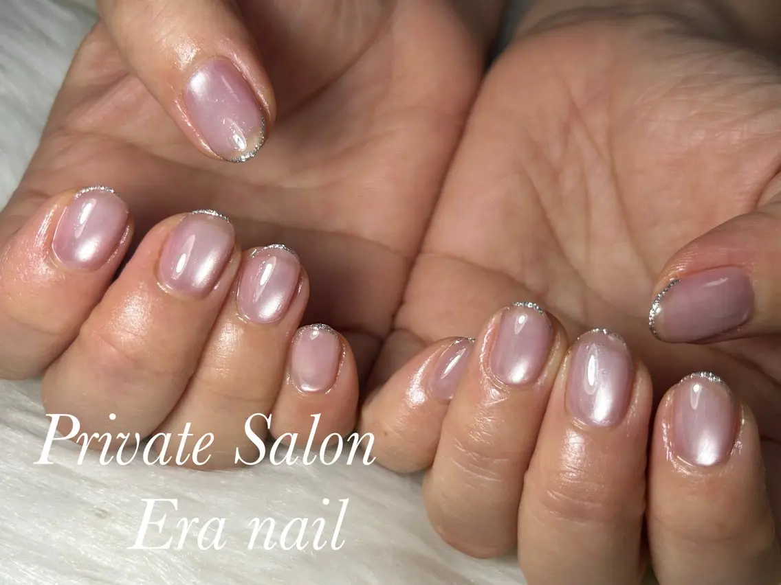 ネイル フレンチネイル ラメ(グリッター) マグネットネイル ハンドネイル Era nailのネイルデザイン