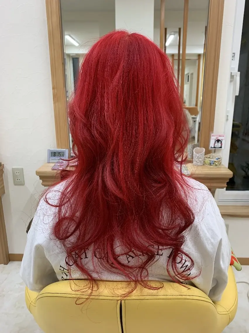 ロング カラー ダブルカラー レッドカラー カット ヘアカラー トリートメント 小林暢🌟Orque 髪質改善サロン🌙のヘアスタイル