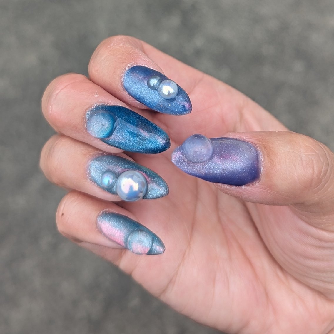 ネイル ブルー ハンドネイル 推しネイル | 　aycnailのネイルデザイン
