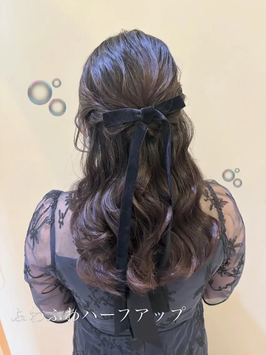 セミロング ヘアセット ボウ🪞ヘアセット /メイク/マツパのマツエク・マツパデザイン
