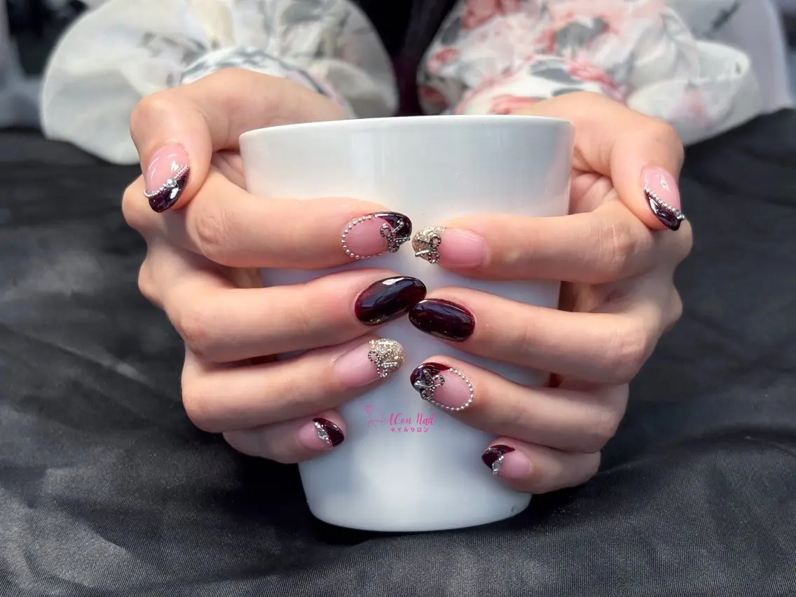 ネイル 桜ネイル 長さ出し フラワーネイル フレンチネイル ジェルネイル ハンドネイル ACon NailSalonのネイルデザイン