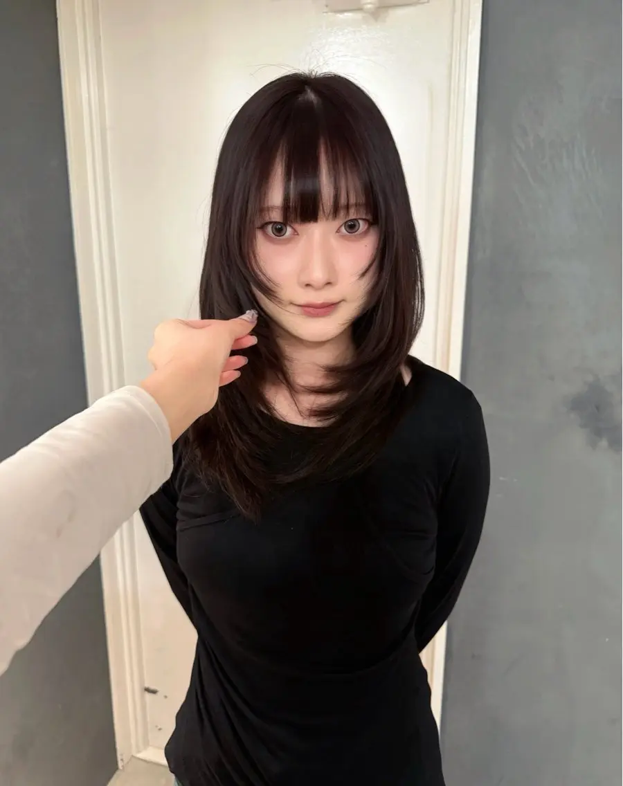 ミディアム カラー レイヤーカット カット ヘアカラー トリートメント 韓国・透明感カラー ／堀江／みずき🐩のヘアスタイル