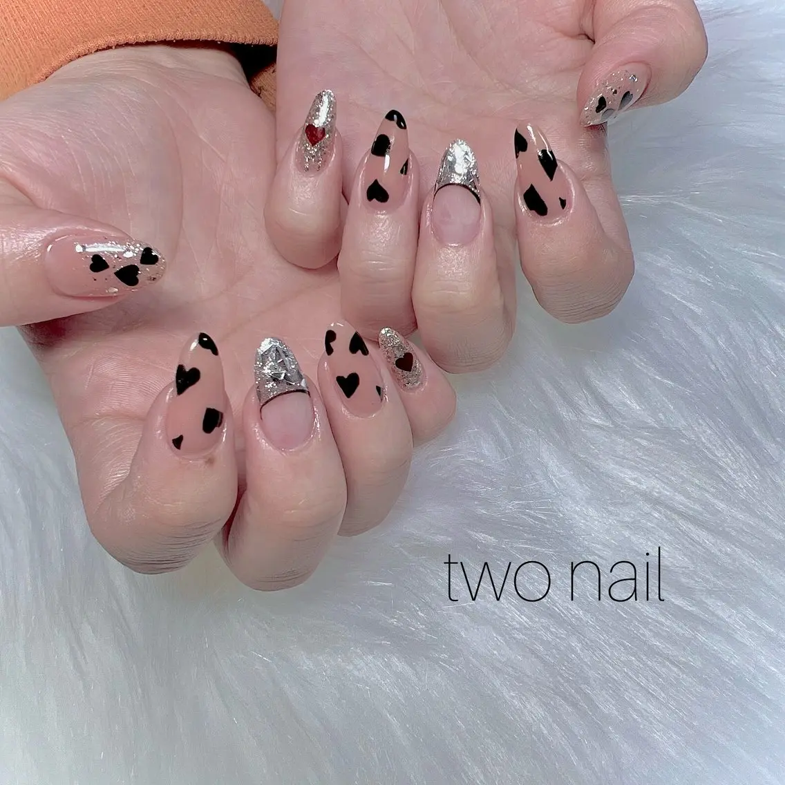 ネイル アートネイル ネイルチップ ホワイト ハンドネイル two nailのネイルデザイン