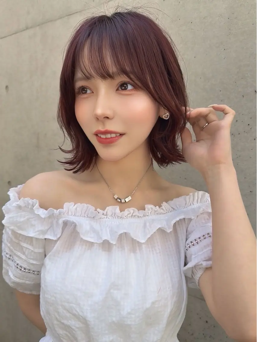 ショート カラー ボブレイヤー ボブ レイヤーカット カット ヘアカラー トリートメント SAYAKA 🍒／ボブ／暖色のヘアスタイル
