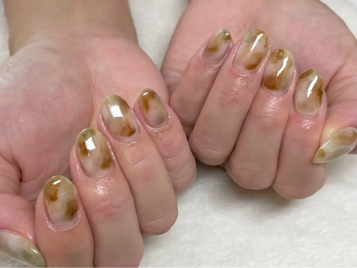 ネイル ブラウン ニュアンスネイル riri-nail Rie Endoのネイルデザイン