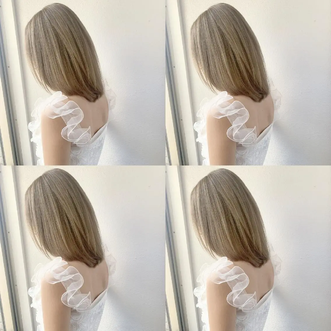ミディアム ヘアアレンジ カラー ブリーチ カット ヘアカラー 竹内啓太 ボブのヘアスタイル