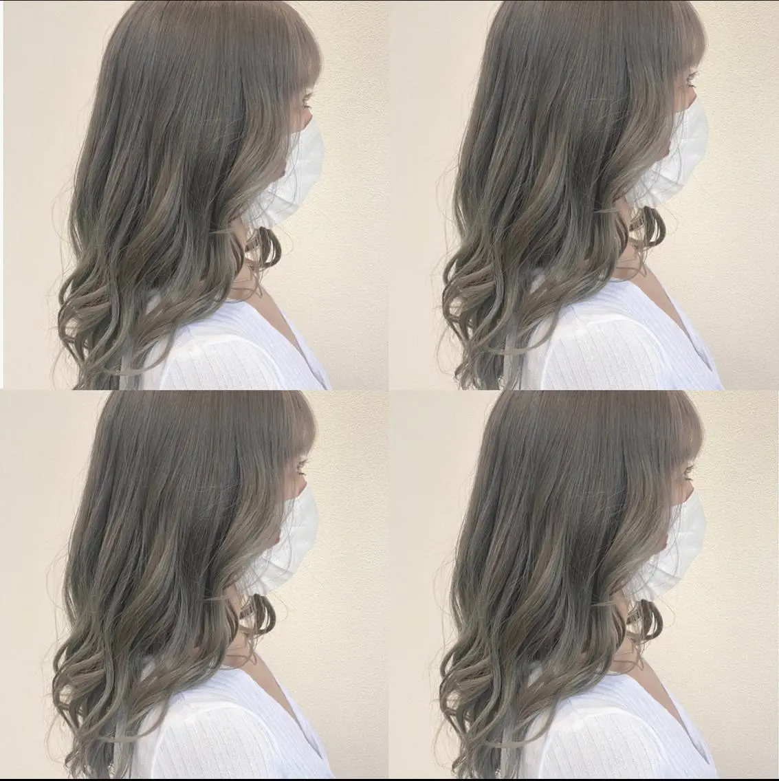 ロング カラー グレージュ カーキグレージュ 💘韓国カラー💘 クルミのヘアスタイル