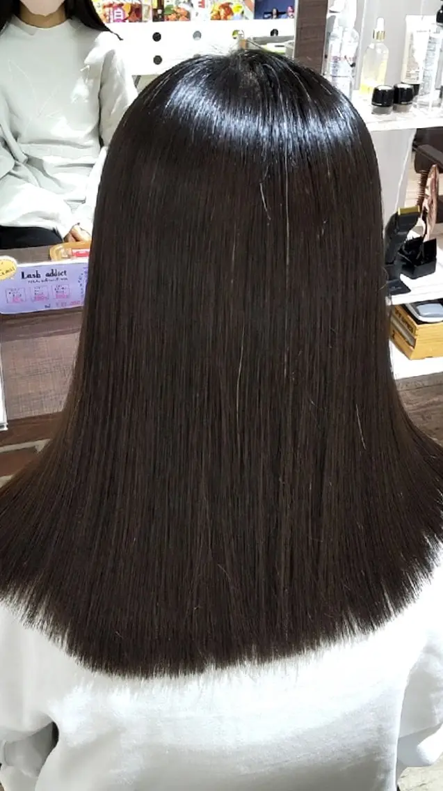 セミロング 縮毛矯正 もり はなののヘアスタイル