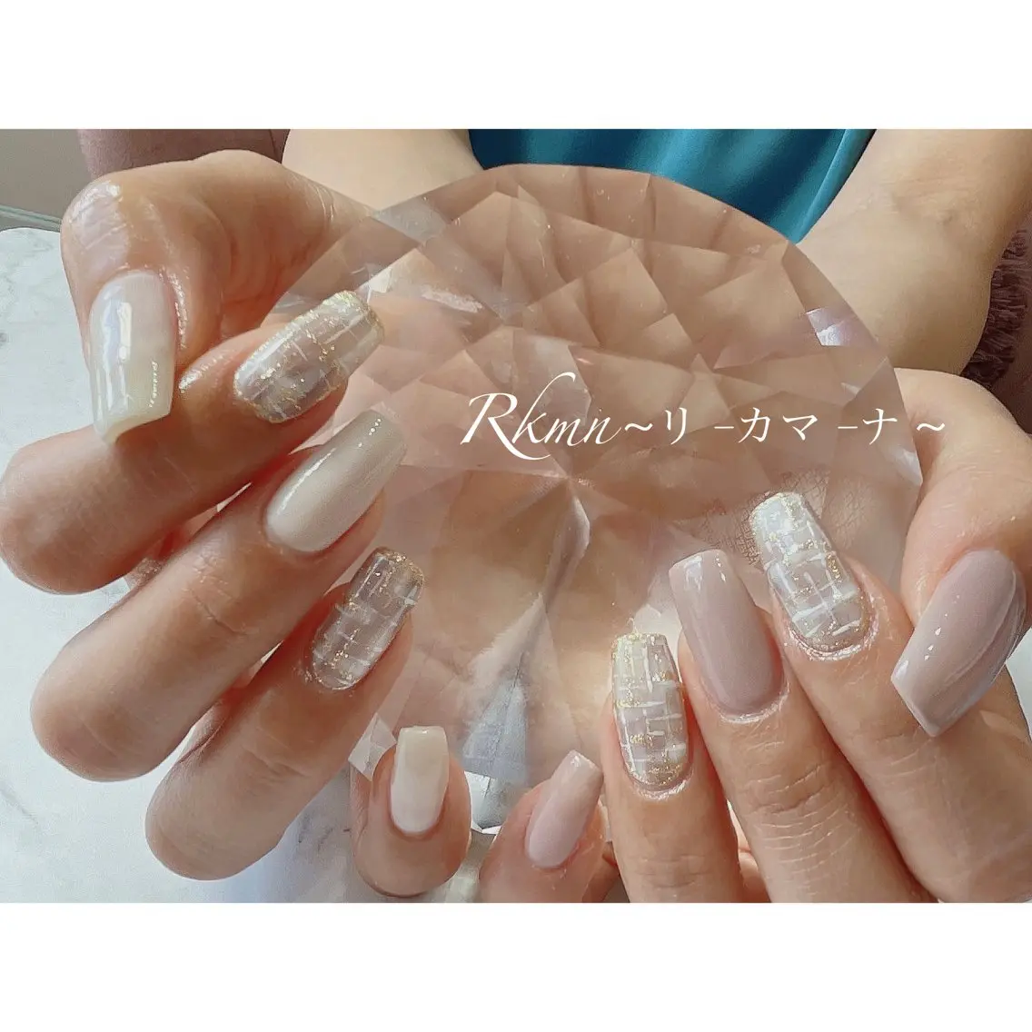 ネイル アートネイル ピンク ピンクベージュ 春ネイル ツイードネイル ハンドネイル フットネイル ハンドケア Rkmn ~リ-カマ-ナ~のネイルデザイン